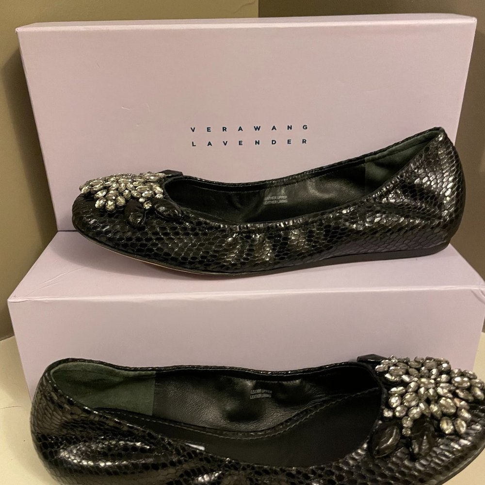 Vera Wang - NEW - Black Leather Ballet Shoes - Size 9.5 M